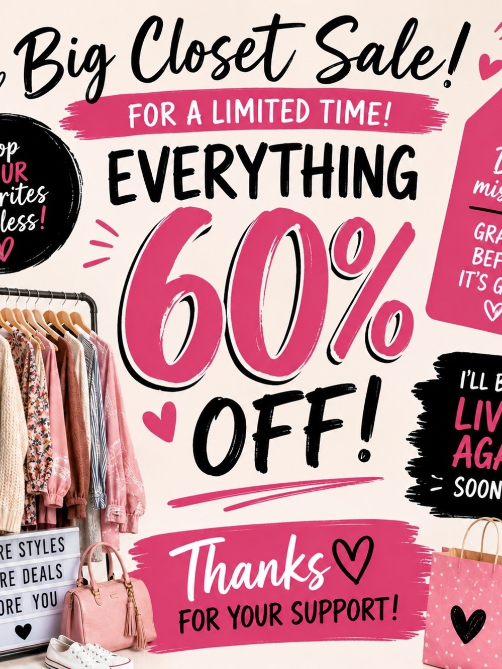Big Closet Sale 60% Off
